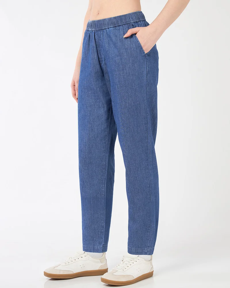 بيواكوف Women's Rinse Blue Ankle Length Jeans