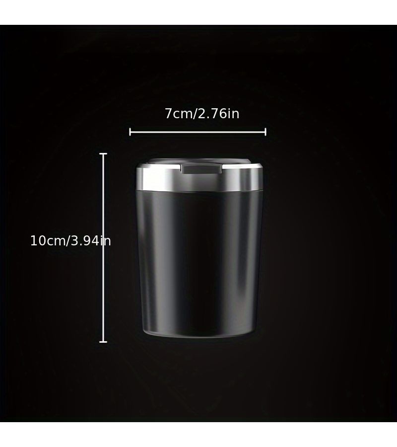 Creative Multifunctional Car Ashtray With Automatic Lid And Ambient Light Premium Men Car Accessory Pure Black - Image 2