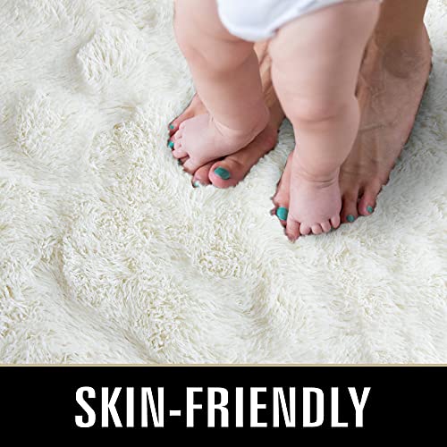 TWINNIS Super Soft Shaggy Rugs Fluffy Carpets 6x9 Feet, Indoor Modern Plush Area Rugs for Living Room Bedroom Kids Room Nursery Home Decor, Upgrade Anti-Skid Rectangular Fuzzy Rug, Cream White - Image 3