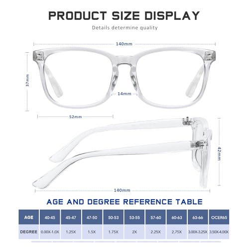 Jectieey Reading Glasses for Women Men - Blue Light Blocking UV Filter Computer Readers,Anti Eyestrain Eyeglasses(Blue Floral & Clear Blue, 1.25X) - Image 3