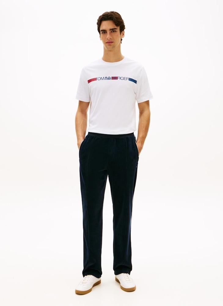 TOMMY HILFIGER Logo Stripe Jersey Crew Neck T-Shirt - Image 4