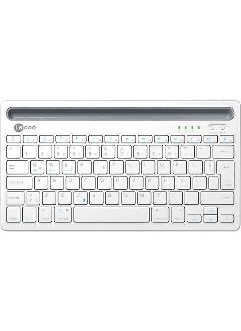 BK100 Multi-Device Compatible Rechargeable Wireless Bluetooth Turkish Q Keyboard White