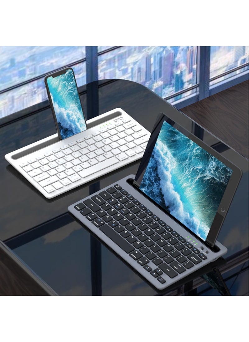 lecoo - BK100 Multi-Device Compatible Rechargeable Wireless Bluetooth Turkish Q Keyboard White - Image 1