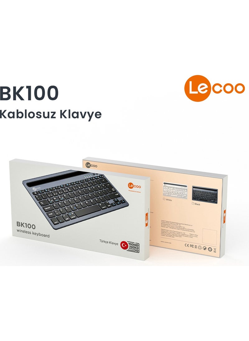 lecoo - BK100 Multi-Device Compatible Rechargeable Wireless Bluetooth Turkish Q Keyboard White - Image 1