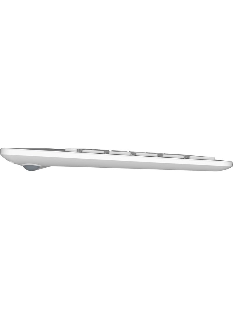 lecoo - BK100 Multi-Device Compatible Rechargeable Wireless Bluetooth Turkish Q Keyboard White - Image 1