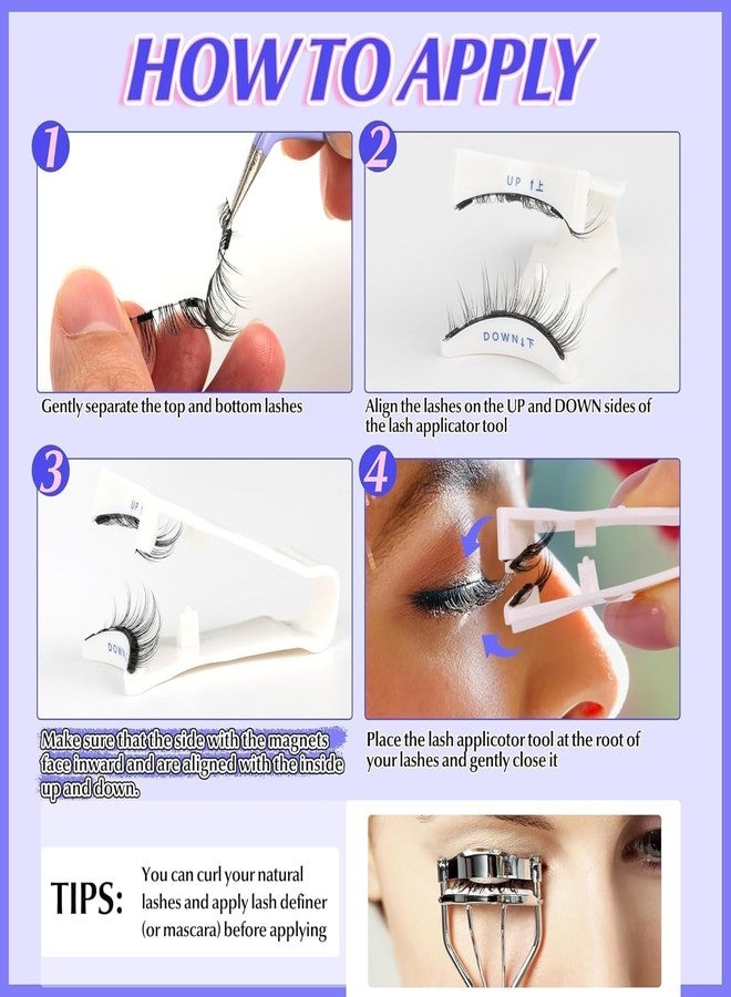 DREWTA Magnetic Eyelashes Without Eyeliner - Natural Reusable Manga Lashes Kit with Applicator, No Glue Needed, 1 Pair Anime-Inspired Magnetic Lashes for Cosplay & Everyday Use - Image 4