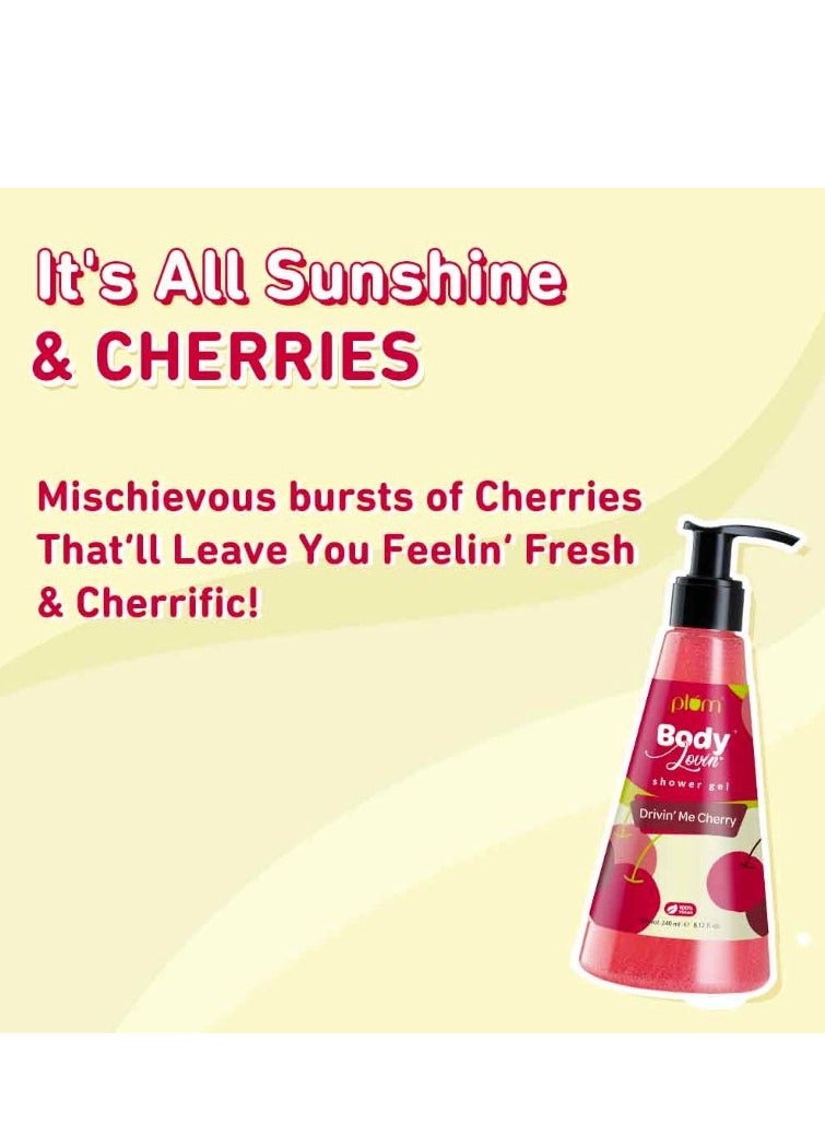 Plum Plum BodyLovin Shower Gel Drivin' Me Cherry Body Wash for All Skin Types Hydrating Fresh Cherry Fragrance 100% Vegan 240ml  - Image 3