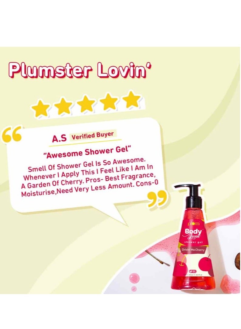Plum Plum BodyLovin Shower Gel Drivin' Me Cherry Body Wash for All Skin Types Hydrating Fresh Cherry Fragrance 100% Vegan 240ml  - Image 4