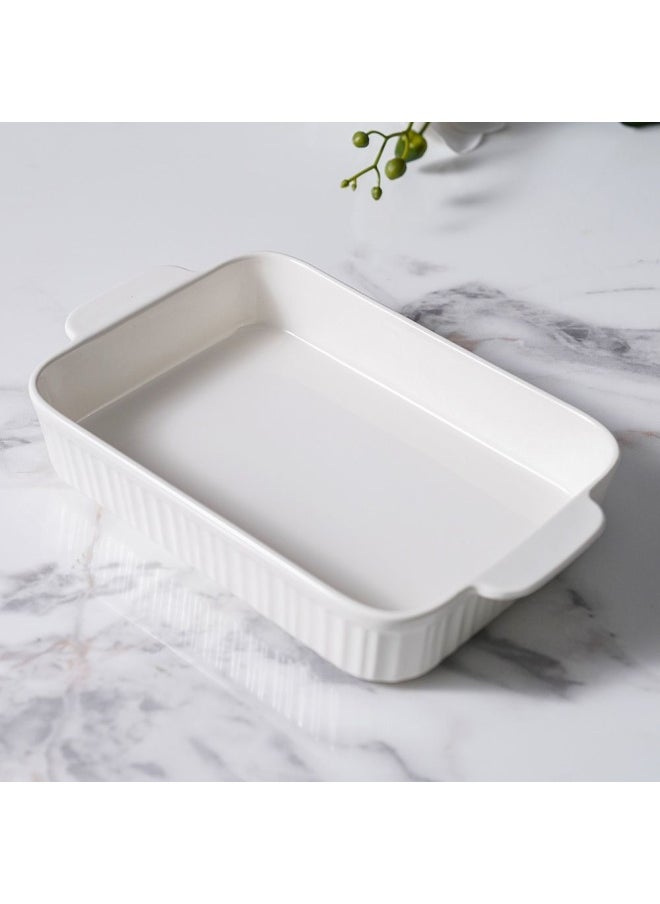 DANUBE HOME Serax Porcelain Rectangular Baking Dish for Baking Souffle Pudding Unique Design For Kitchen Hotel Restaurant Banquet and Daily Use 30.5X18.5X5.5CM  - Image 1