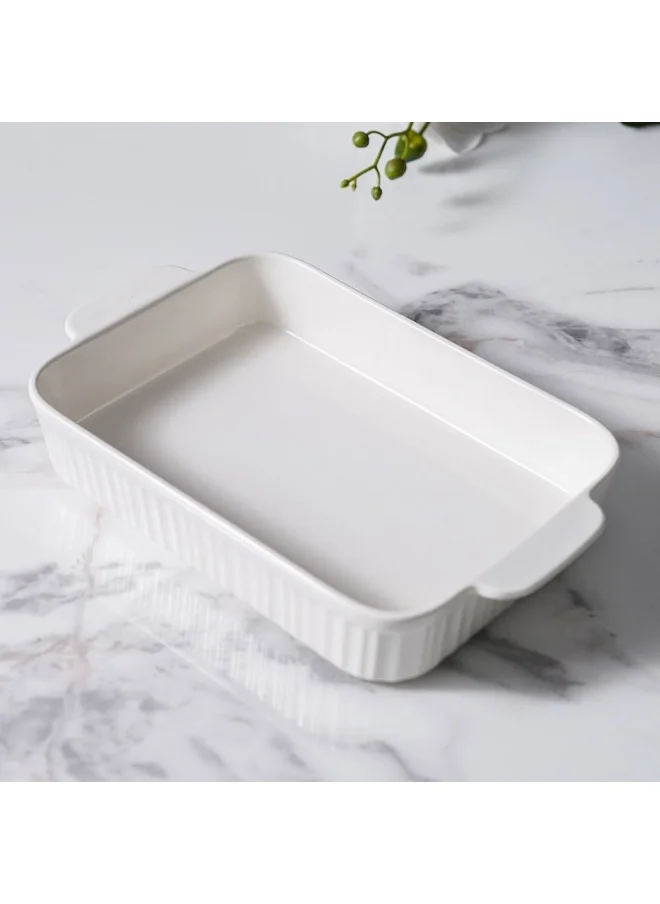 دانوب هوم Serax Porcelain Rectangular Baking Dish for Baking Souffle Pudding Unique Design For Kitchen Hotel Restaurant Banquet and Daily Use 30.5X18.5X5.5CM