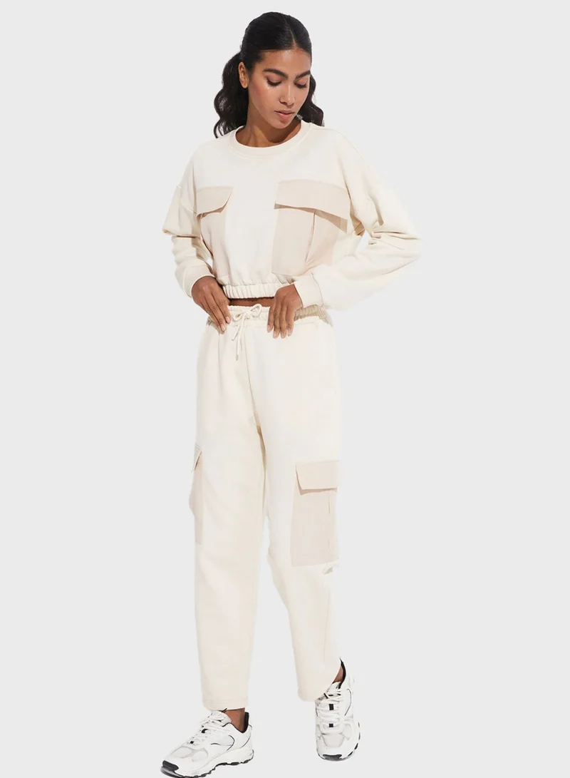 JUNE Pocket Detailed Sweatshirt Tracksuit Set