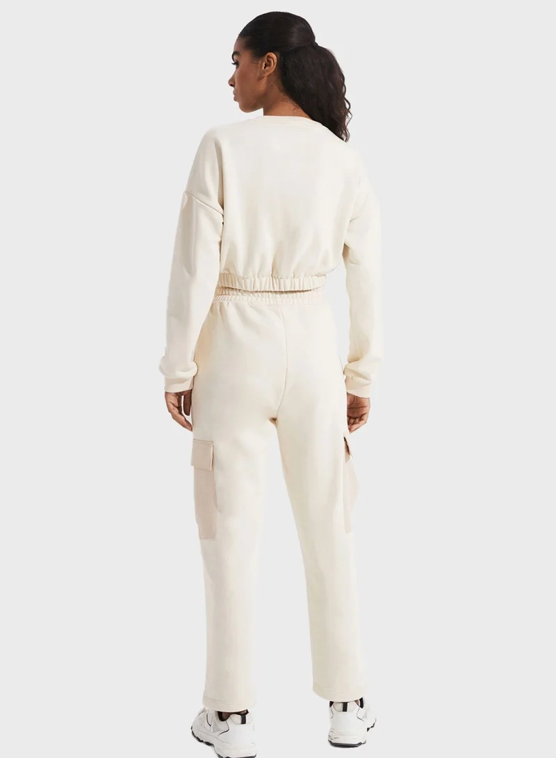JUNE Pocket Detailed Sweatshirt Tracksuit Set