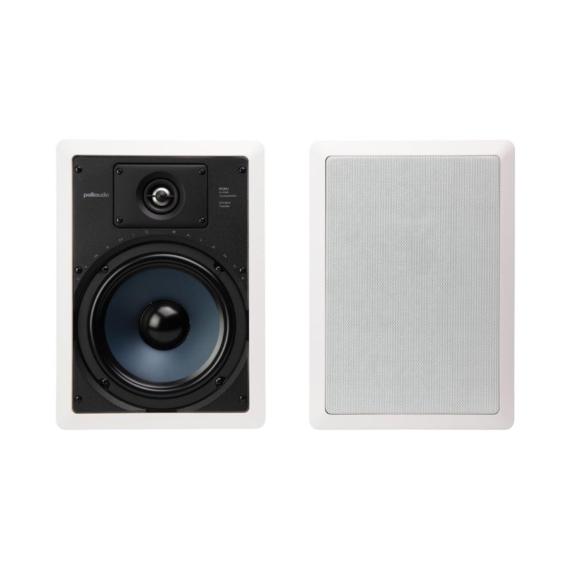 Polk Audio RC85i 2Way Premium inWall 8 Speakers Pair Perfect for Damp and Humid Placement Bath Kitchen Covered Porches White Paintable Grille
