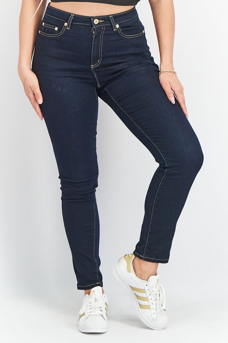 Michael Kors Women Regular Fit Solid Stretchable Jeans, Navy Blue  - Image 1