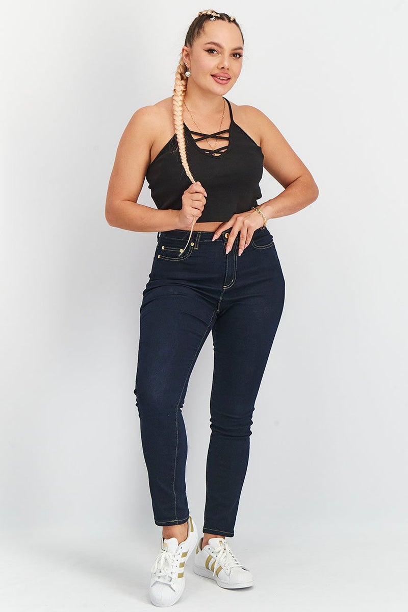Michael Kors Women Regular Fit Solid Stretchable Jeans, Navy Blue  - Image 3