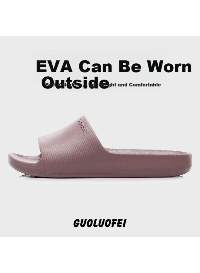 Guoluofei Slip-on Slippers For Men And Women, Summer Non-slip Large Size Bathroom Shower Thick-soled Sandals, Purple, Size 38-39 - Image 1
