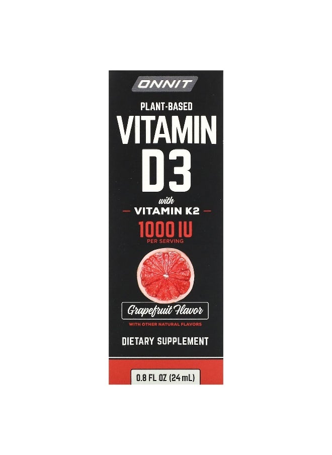 Onnit - Onnit, Plant Based Vitamin D3 with Vitamin K2, Grapefruit, 25 mcg (1,000 IU), 0.8 fl oz (24 ml) - Image 1