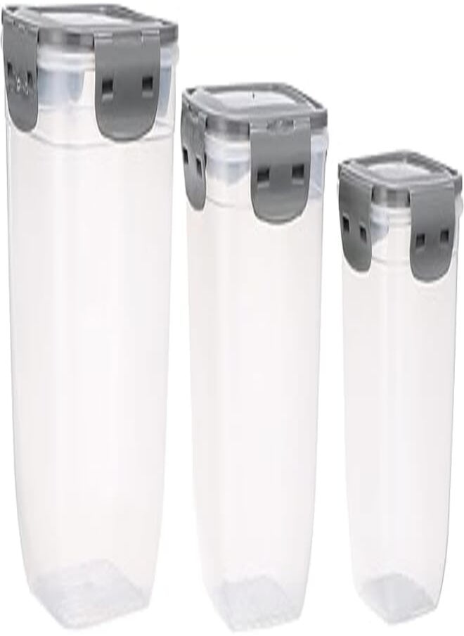 Bager Bager Cook&Lock Colored Cover Square Storage Container (1100+1950+3250 Ml) (Deep), grey 