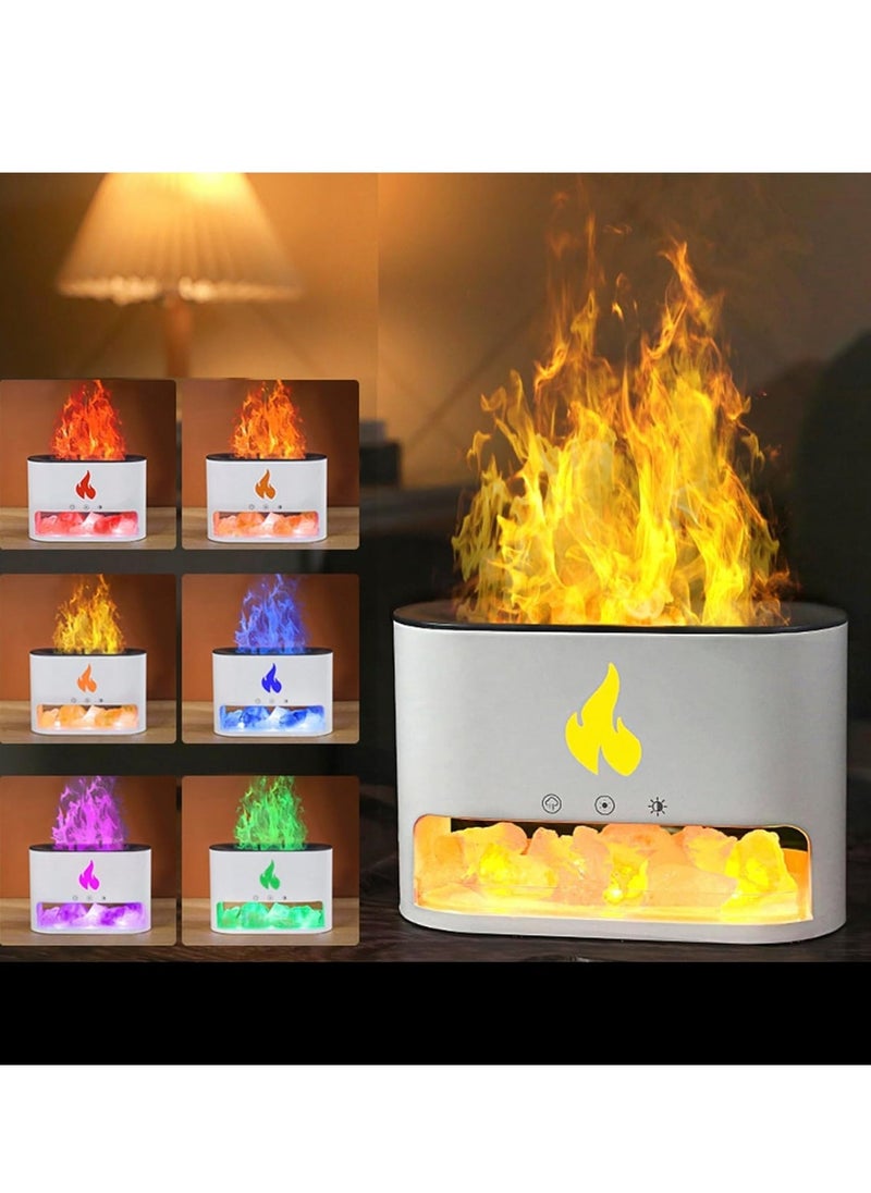 Denx Aroma Diffuser With Flame Effect 7 Light Colours 250 Ml Humidifier Essential Oil Diffuser 3 Timer Modes For Home Office (White) (Dx2510) - Image 2