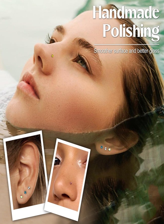 THUNARAZ Straight L Shaped Stainless Steel Nose Studs Rings Piercing Pin Body Jewelry 20G-22G 1.5mm 2mm 2.5mm, 1.5mm, 2mm, 2.5mm, Metal, cubic-zirconia - Image 2