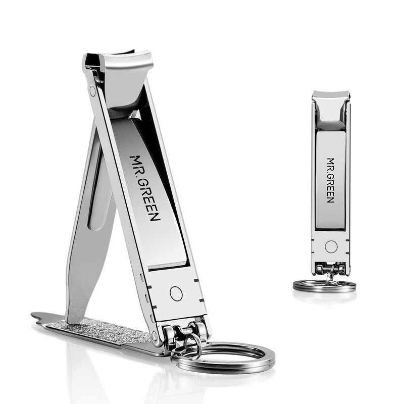 MRGREEN Collapsible Nail Clippers Small and Thin Portable Travel Nail Scissors Cutter Stainless Steel Manicure Tools with Nail Files EcoPackaging