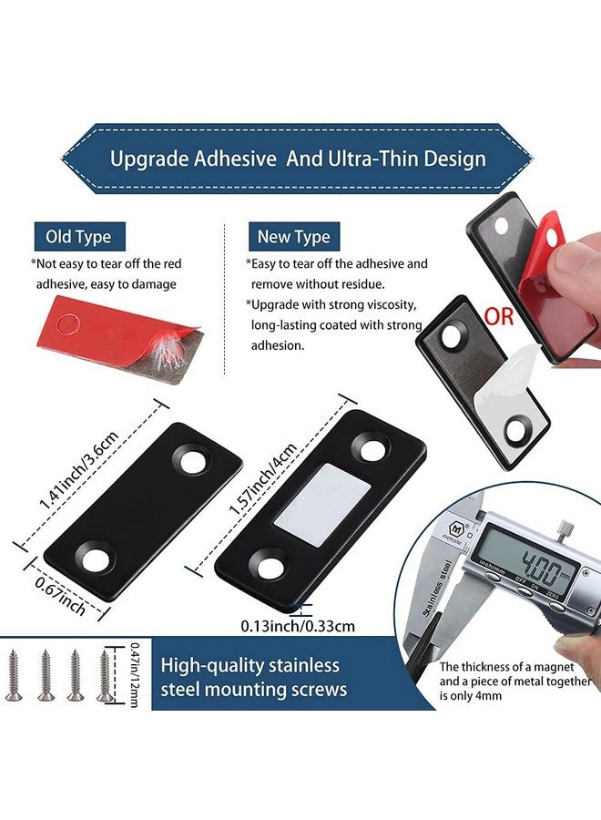 Boniry Magnetic Door Catch,Ultra Thin Cabinet Magnetic Catch with Strong Adhesive Sticker & Screws, Slim Drawer Magnets Locks Furniture Safety Latches (Black, 4) - Image 3