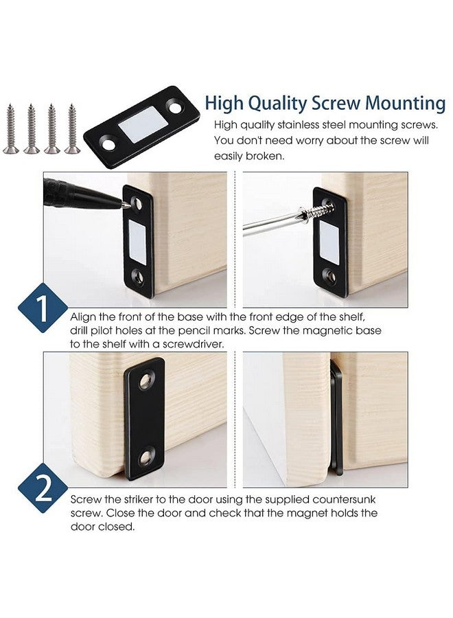 Boniry Magnetic Door Catch,Ultra Thin Cabinet Magnetic Catch with Strong Adhesive Sticker & Screws, Slim Drawer Magnets Locks Furniture Safety Latches (Black, 4) - Image 5