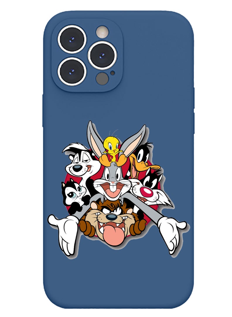 Theodor Protective Slim Fit Case Liquid Silicone Cover with Full Body Protection Anti-Scratch Shockproof Case For iPhone 15 Pro Blue  - Love 2 copy - Image 1