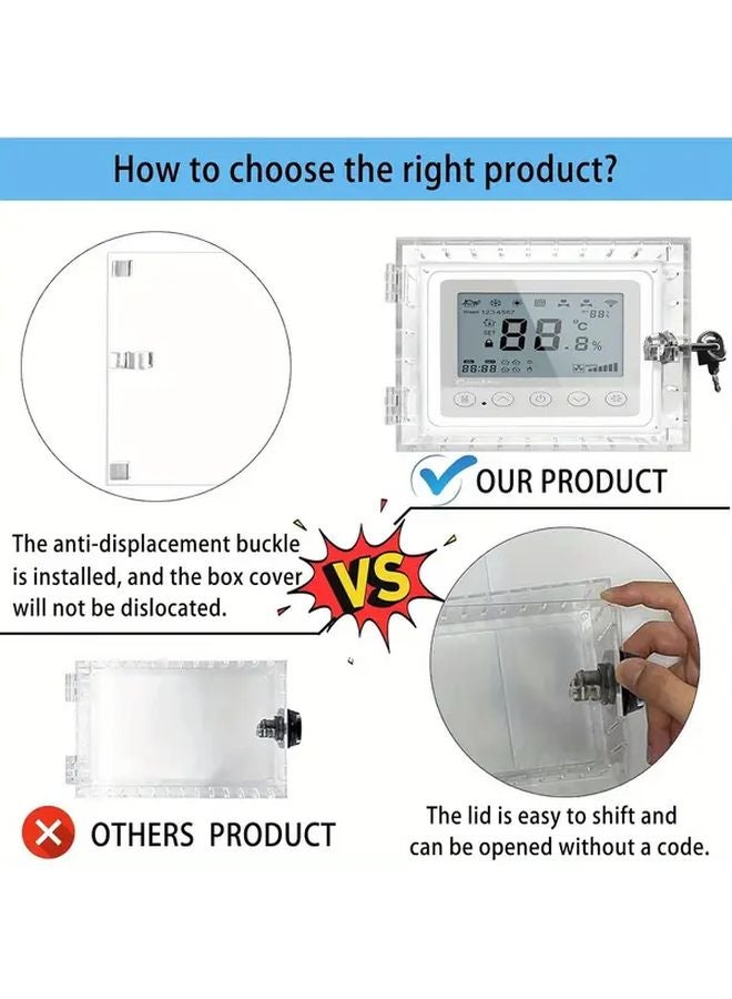 JJ009 Universal Thermostat Lock Box Clear Large Cover with Key - Image 4