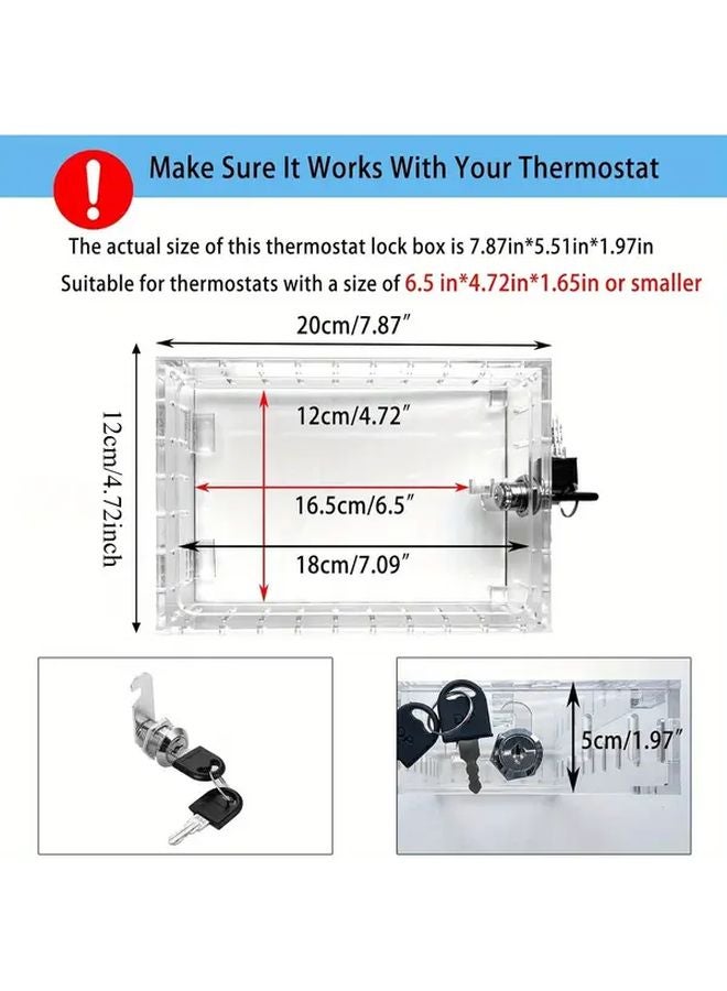 JJ009 Universal Thermostat Lock Box Clear Large Cover with Key - Image 3