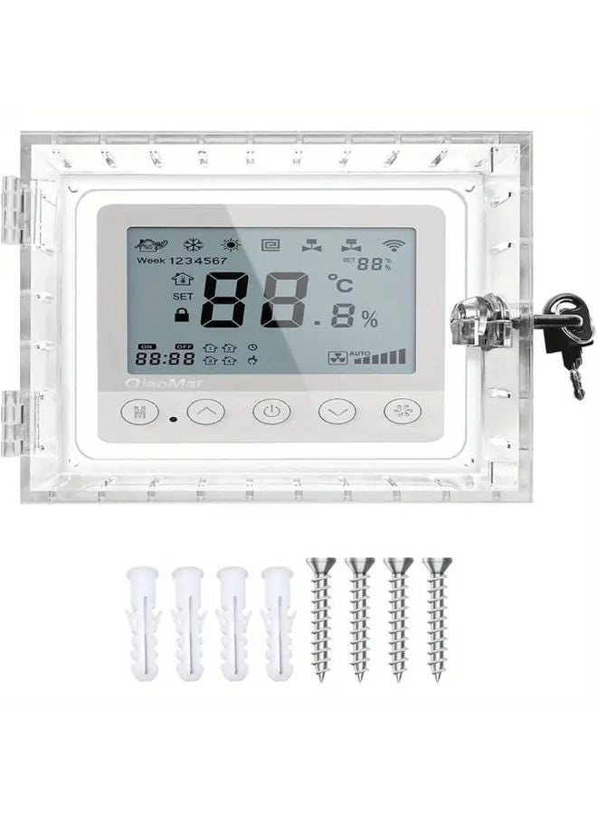 JJ009 Universal Thermostat Lock Box Clear Large Cover with Key - Image 1