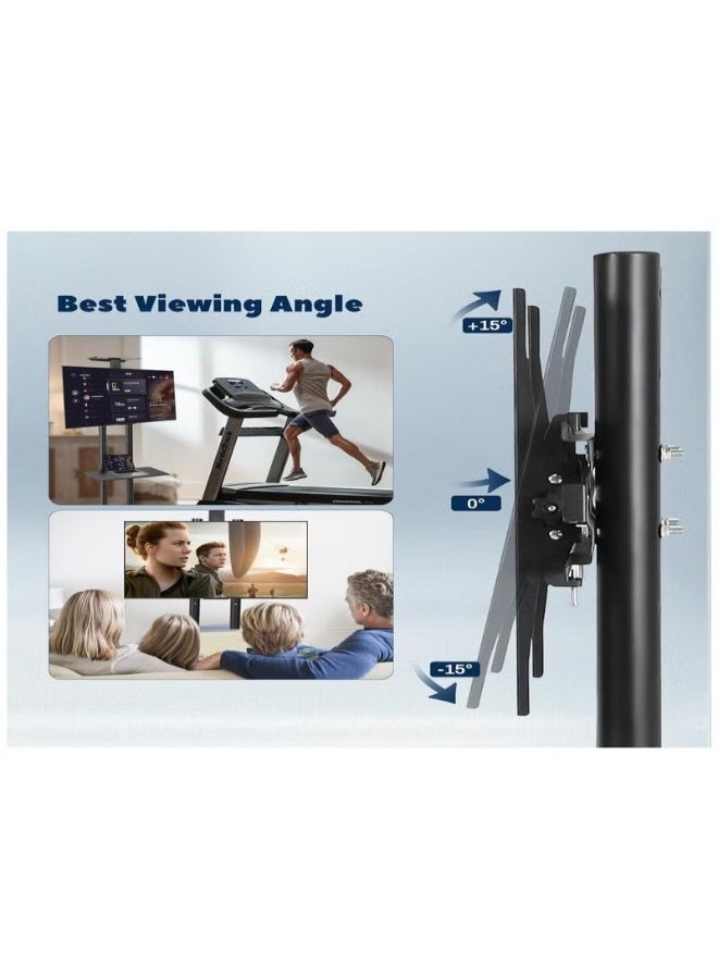 Mobile TV Stand with Height Adjustable Mount on Lockable Wheels for 32-75 Inch Flat and Curved Screens, Including a Removable Shelf for A/V Equipment and Laptops Black loading capacity 50kg - Image 4