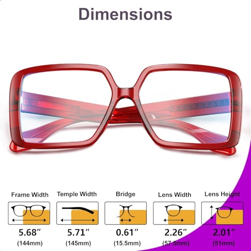 VISOONE Oversized TR90 Blue Light Blocking Glasses Fashion Accessories Non Prescription for Women Harvard - Image 3