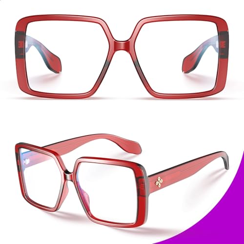 VISOONE Oversized TR90 Blue Light Blocking Glasses Fashion Accessories Non Prescription for Women Harvard - Image 4