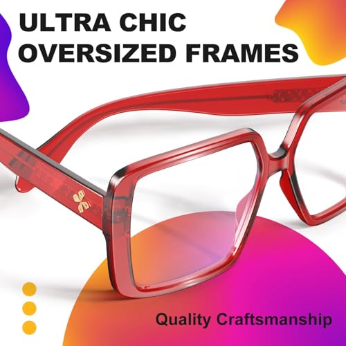 VISOONE Oversized TR90 Blue Light Blocking Glasses Fashion Accessories Non Prescription for Women Harvard - Image 5