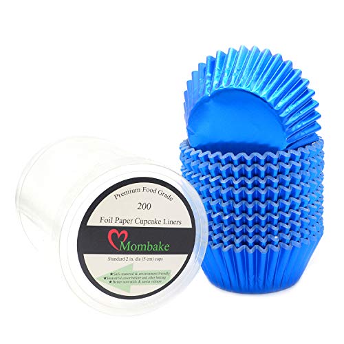 Mombake Standard Blue Foil Cupcake Liners Muffin Baking Cups for Party and More, 200-Count - Image 1