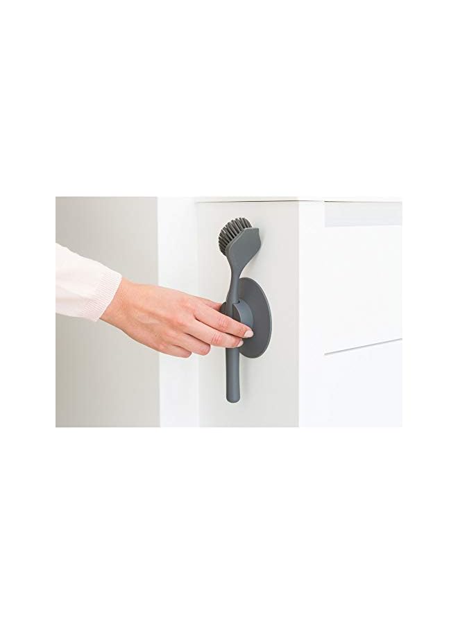 promass 117589 Dish Brush with Suction Cup Holder, Dark Grey, 11 x 23.5 x 6 cm - Image 5