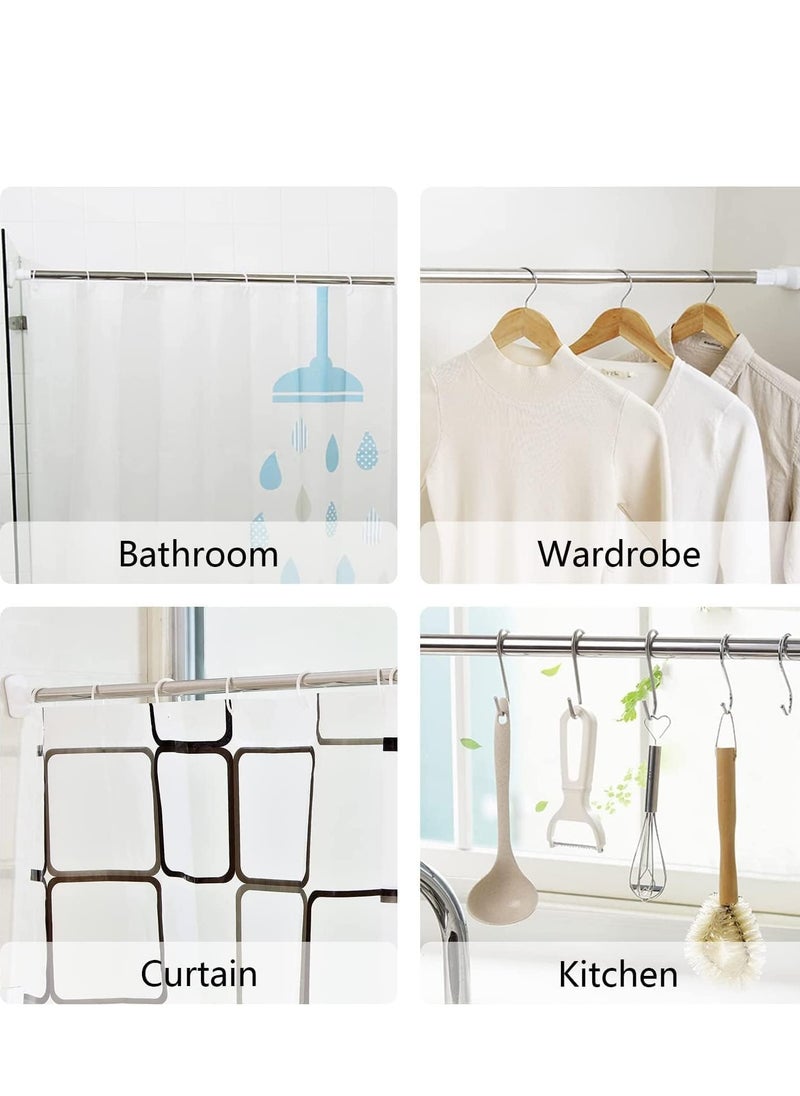 KASTWAVE - Extendable Clothes Rail, 50-80cm Stainless Steel Extendable Clothes Rail Pole - Hanging Rails for Clothes, Wardrobe, Shower, Kitchen, Windows Adjustable Shower Curtain Pole, 22mm Diameter - Image 1