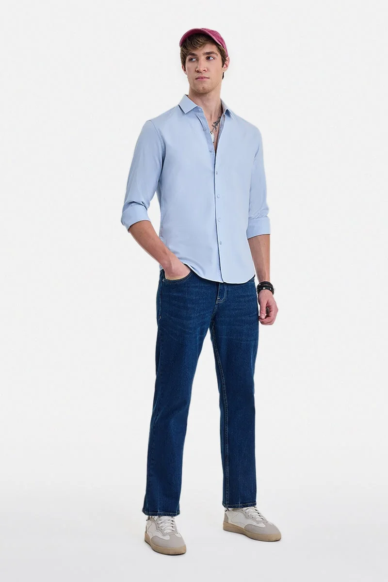 سنيتش Light Grey Solid Long Sleeve Slim Fit Formal Shirt