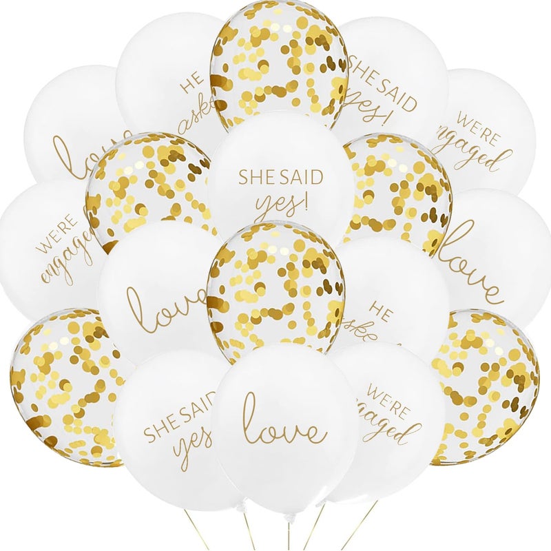 Lcnjscgo 50Pcs Engagement Balloons Engagement Party Decorations He Asked balloons She Said Yes Balloons Gold Confetti Latex Balloon Bridal Shower Engagement Wedding Party Decoration - Image 2