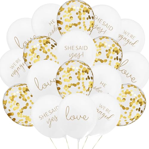 Lcnjscgo 50Pcs Engagement Balloons Engagement Party Decorations He Asked balloons She Said Yes Balloons Gold Confetti Latex Balloon Bridal Shower Engagement Wedding Party Decoration - Image 1