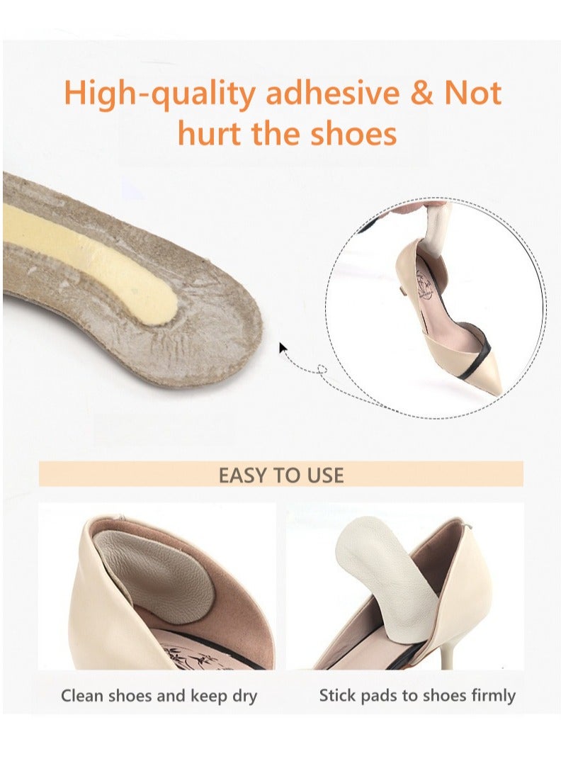 ARUWA 6 Pairs Heel Cushion Pad Shoe Grips Liner Insert for Shoes, Inserts Liners Non-Loose Shoes,Anti Wear and Foot Protection PU Leather Sponge with High Heels Preventing Slipping and Rubbing(3 pair black,3 pair apricot) - Image 4