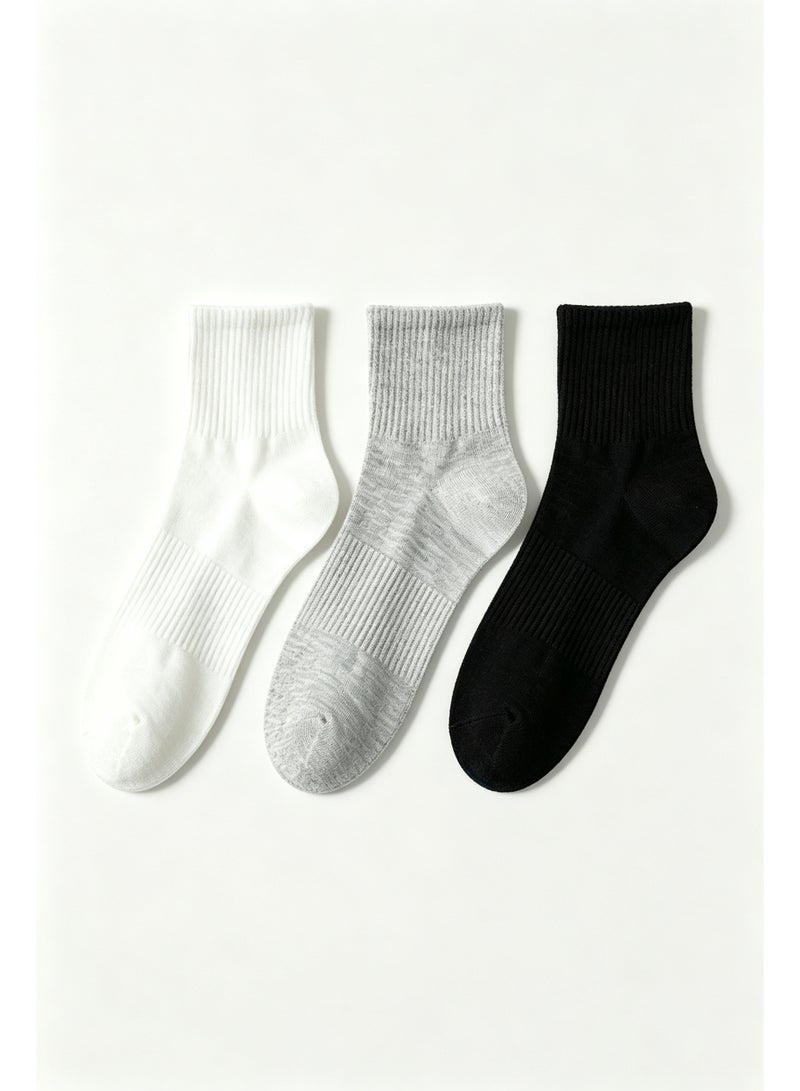 Aido 8-Pair Women's 100% Cotton Socks, Antibacterial and Odor-Resistant Mid-Calf Socks, Seamless Toe, High Elasticity, Soft and Breathable Casual Socks - Image 1