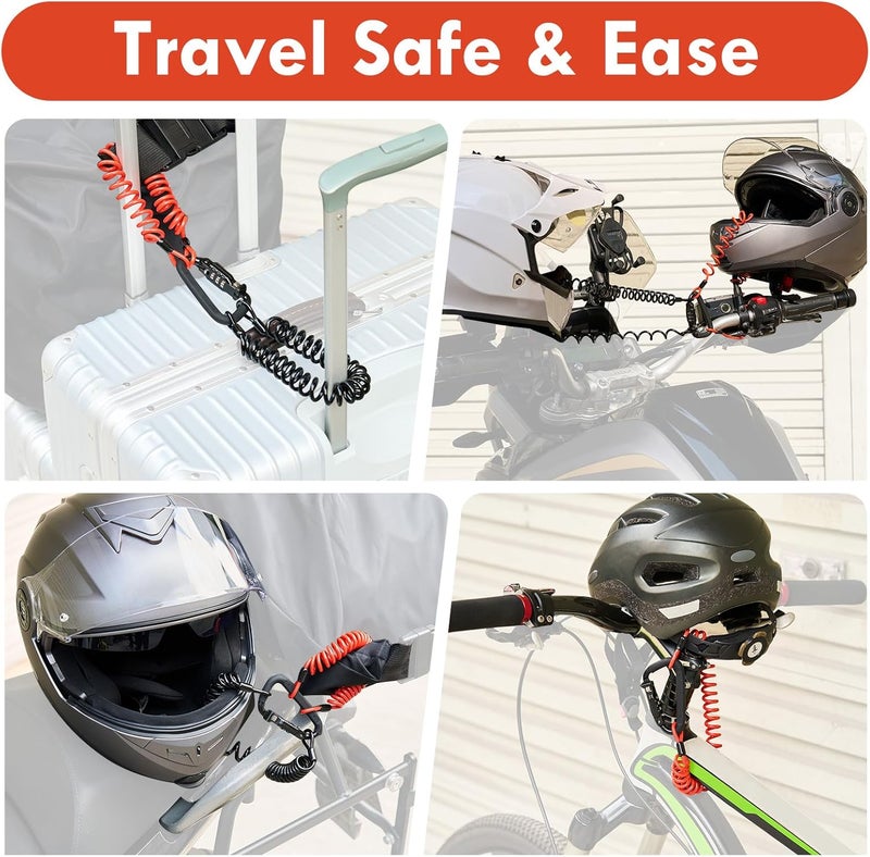 Avoeco Motorcycle Helmet Lock with Two Cables & PIN Locking Carabiner - Multifunctional Accessory for Helmets, Bags, and More - Image 2