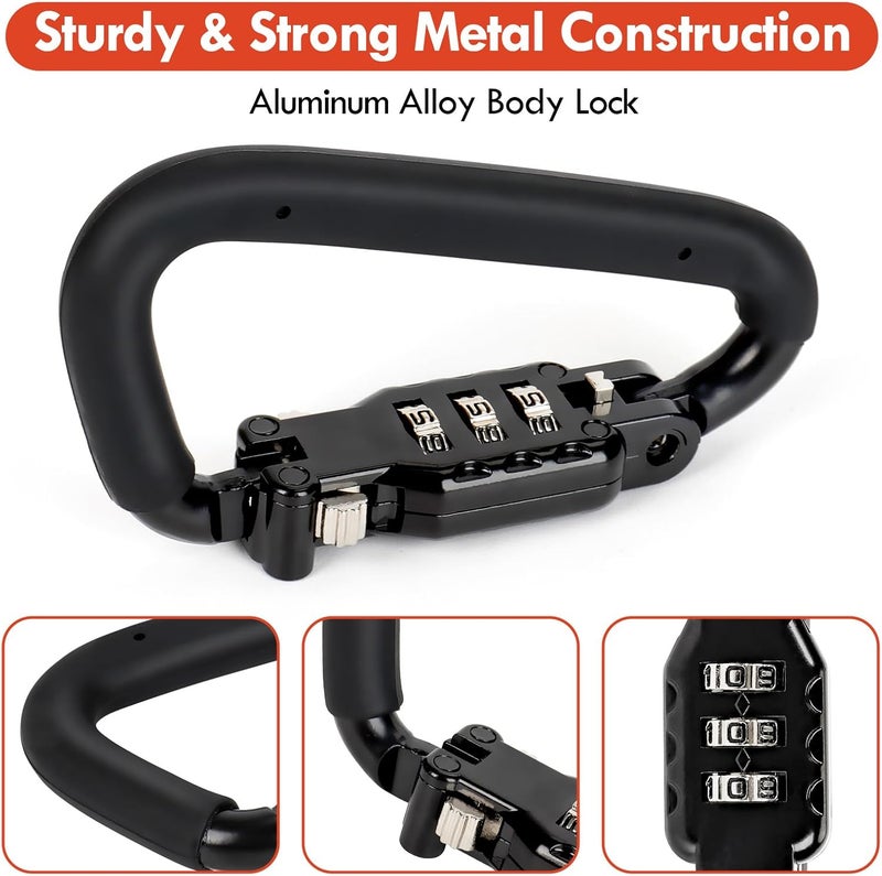 Avoeco Motorcycle Helmet Lock with Two Cables & PIN Locking Carabiner - Multifunctional Accessory for Helmets, Bags, and More - Image 4