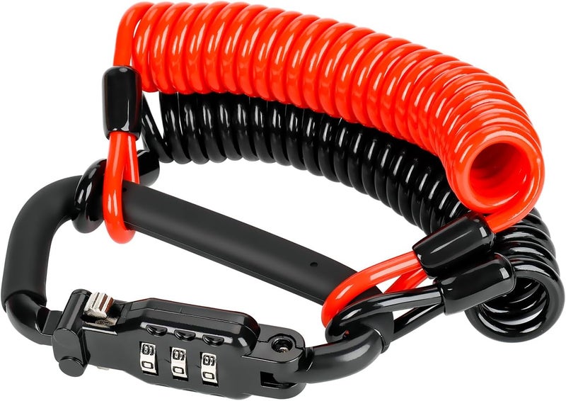 Avoeco Motorcycle Helmet Lock with Two Cables & PIN Locking Carabiner - Multifunctional Accessory for Helmets, Bags, and More - Image 1
