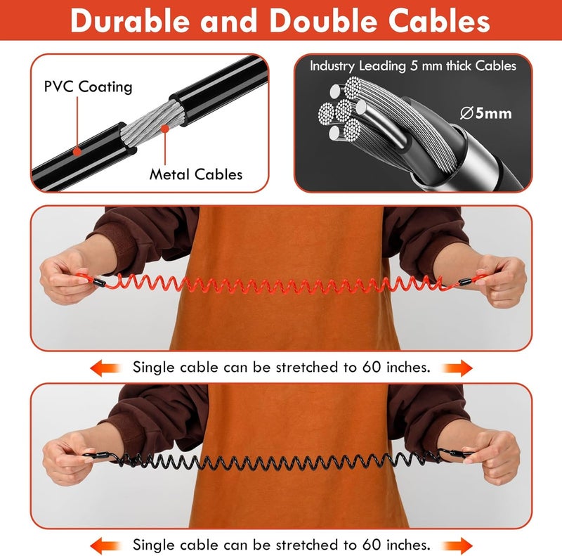 Avoeco Motorcycle Helmet Lock with Two Cables & PIN Locking Carabiner - Multifunctional Accessory for Helmets, Bags, and More - Image 3