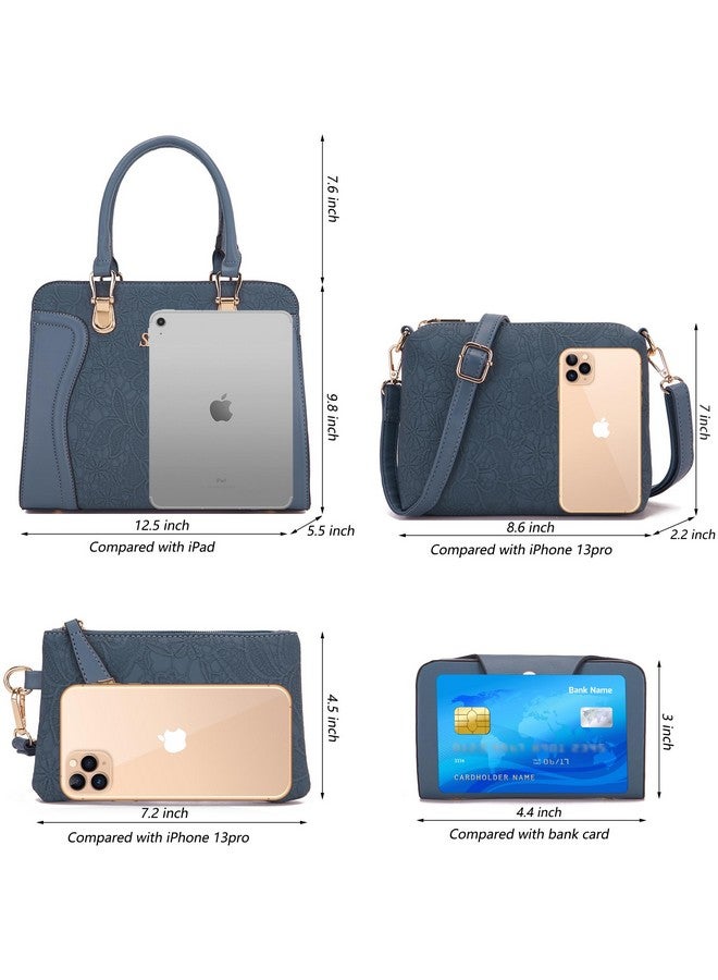 Soperwillton Women's Fashion Handbags Tote Bags Shoulder Bag Top Handle Satchel Purse Set 4pcs  - Image 2