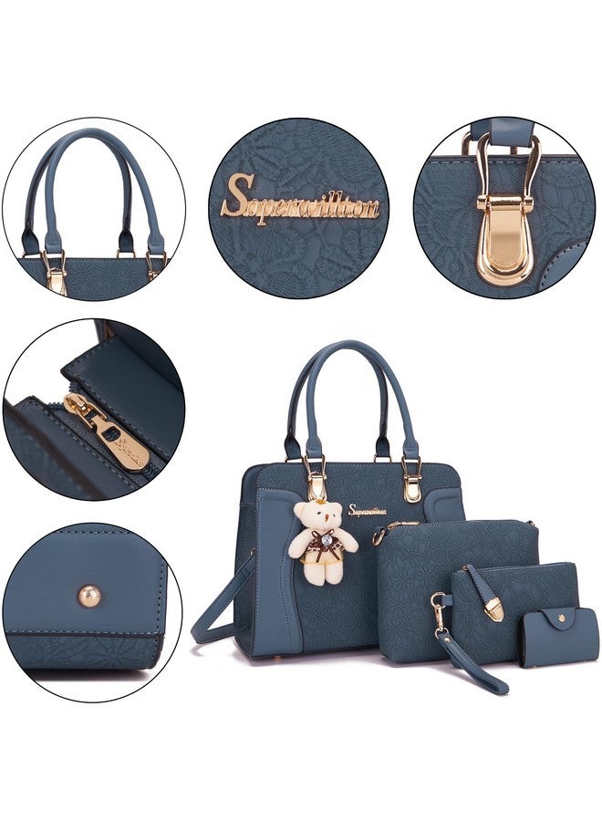 Soperwillton Women's Fashion Handbags Tote Bags Shoulder Bag Top Handle Satchel Purse Set 4pcs  - Image 3