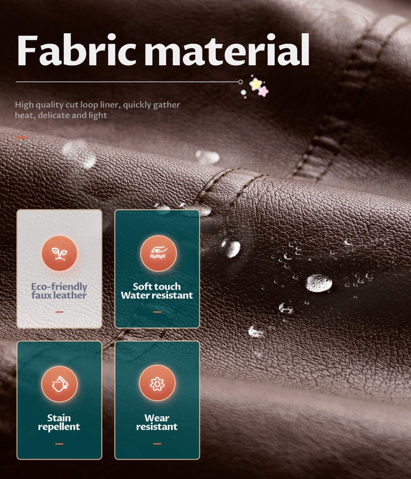 CREATMO US Children Faux Leather Jacket Motorcycle Jacket Winter Jacket Spring Bomber Jacket Coffee 14/16 - Image 4